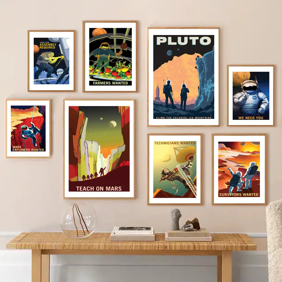 

Space Travel Explorer Retro Science Fiction Wall Art Prints Canvas Painting Nordic Poster Decor Pictures For Living Room