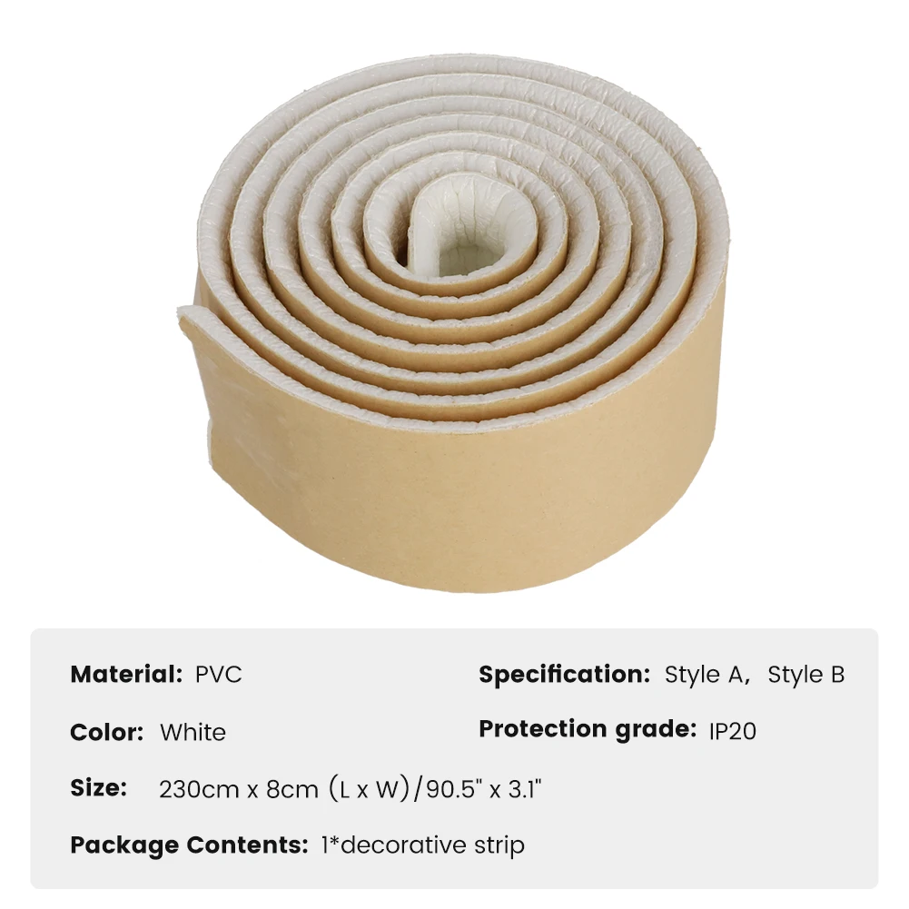 

Accessories Baseboard Skirting PVC Waist Line Wall Sticker Waterproof White 230cm X 8cm Decoration Molding Trim