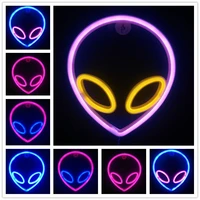 led neon sign alien shaped wall hanging lights for home childrens room saucerman night lamps xmas party holiday art decor