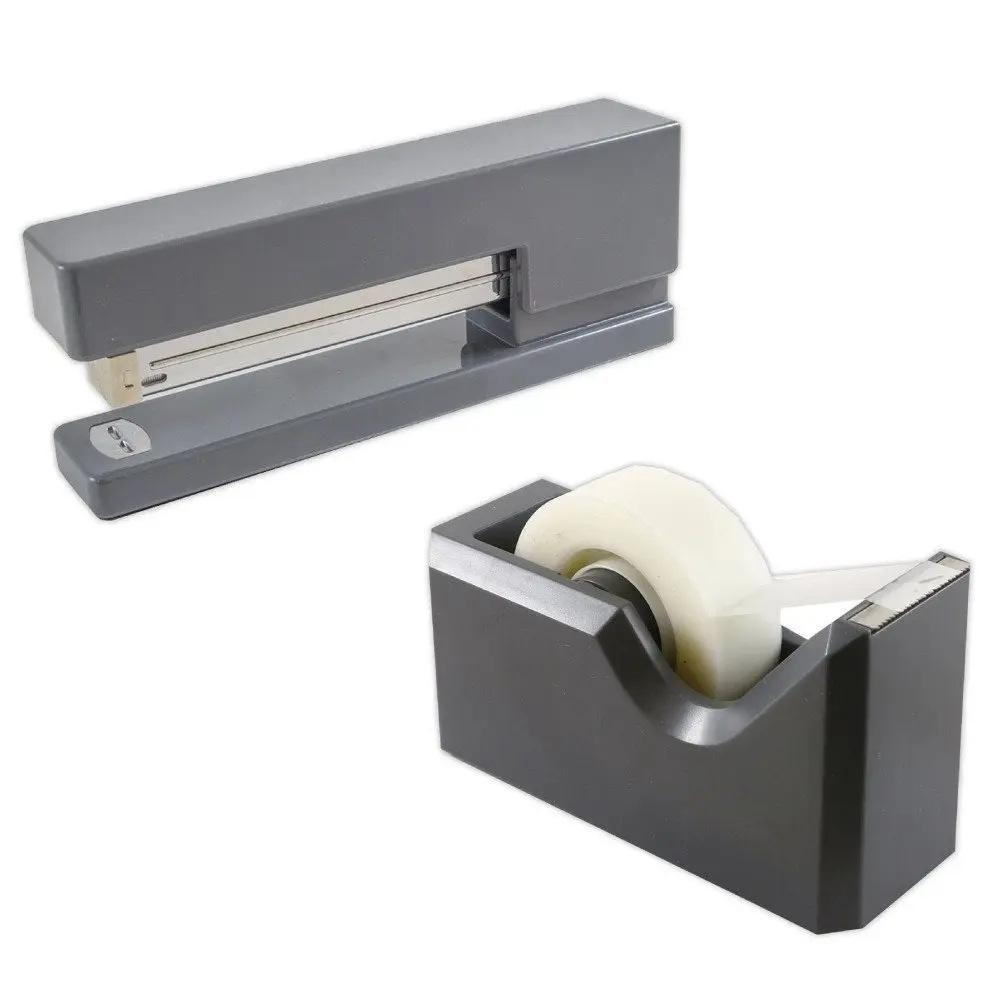 

Paper Office & Desk Set, Grey, 1 Stapler & 1 Tape Dispenser, 2 per Pack