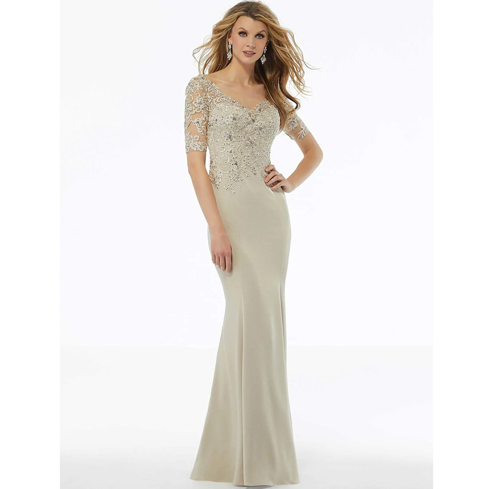 

Modern Quinceanera Dress Short Sleeve V-neckline Applique Lace Grey Satin Sweep Train Custom-made Size OEM Celebrity Party Prom