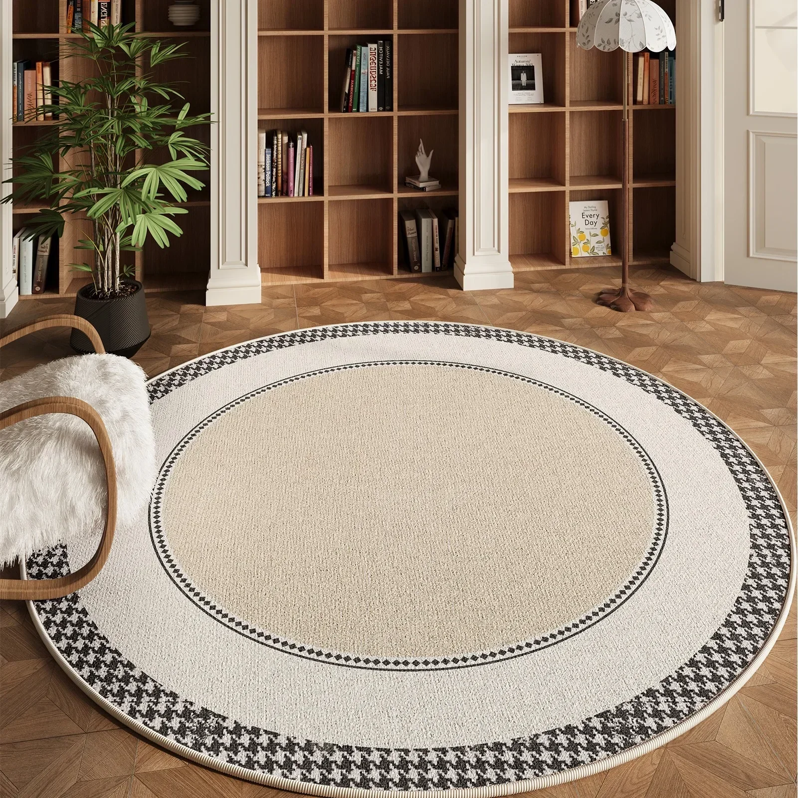 Круглый ковер для гостиной бежевый напольный коврик компьютерного стула