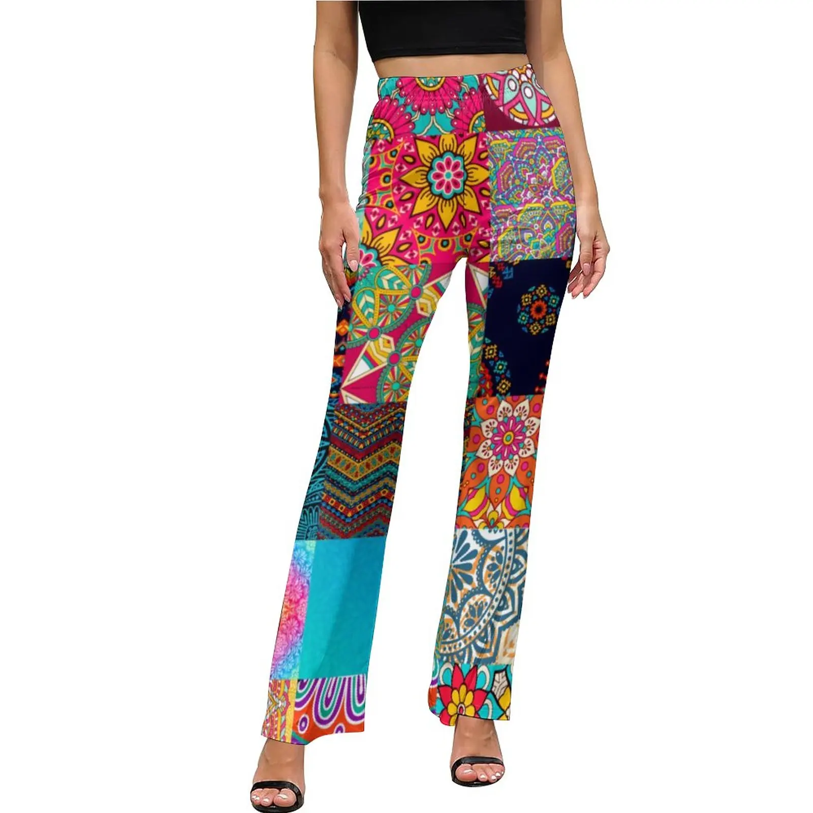 

Брюки с Африканским принтом, пэчворк, красочные сексуальные расклешенные брюки, Летняя женская одежда на заказ, облегающие брюки