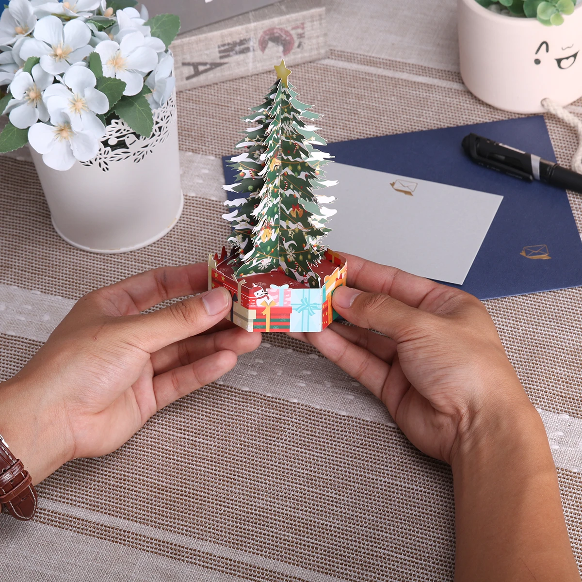 

3D открытка с изображением рождественской елки, поздравительные открытки, Рождественский подарок на зимний праздник, новый год