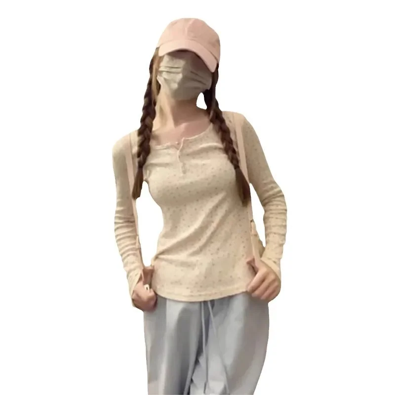 SweetFashionable2024 контрастного цвета облегающая футболка с длинными рукавами