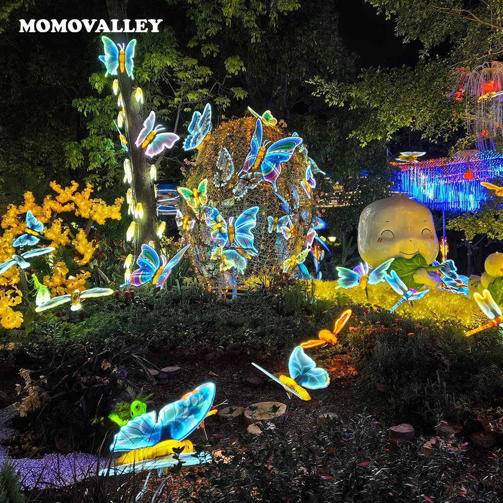 Фото Momovalley 3D гигантские светодиодные рождественские украшения с открытым закрытием движущаяся бабочка для улицы для пейзажа и декора ресторана №4