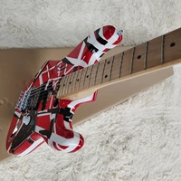 this is a 6 string striped painted electric guitar it is made of solid wood and has a beautiful tone it is free to mail home