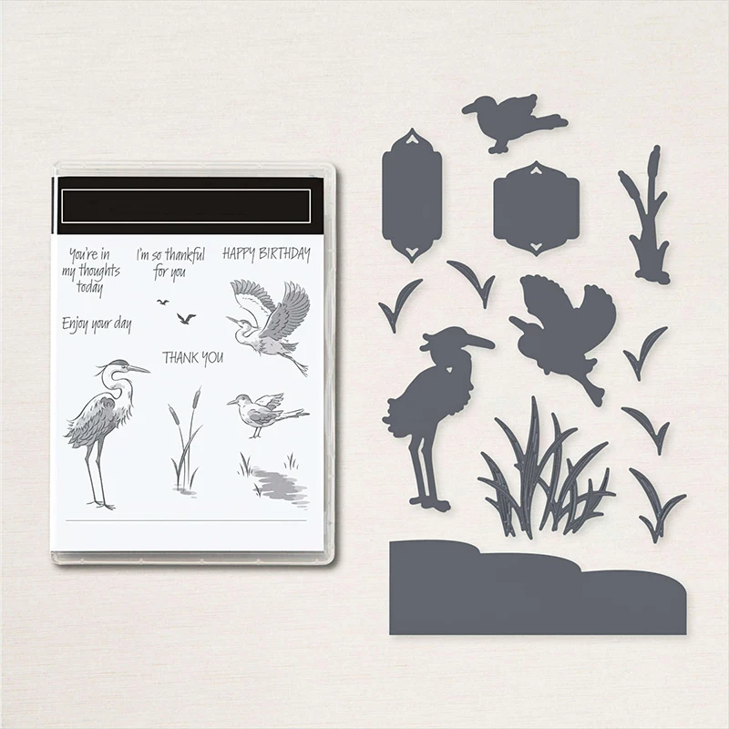 

MECRAFT Heron Habitat Stamp And Dies Set New Arrival 2023 For Diy Scrapbooking Embossed Paper Card Making Craft Clear Stamps AA