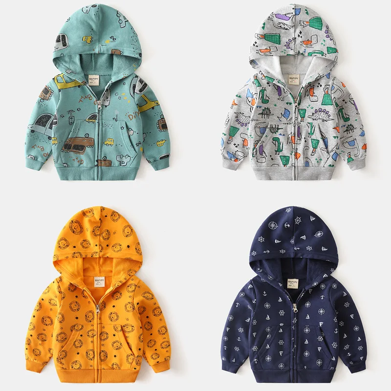 

Children's Jacket 2-7Y Children's Clothing Boy Cartoon Full Print Hooded Zipper Shirt Baby Top