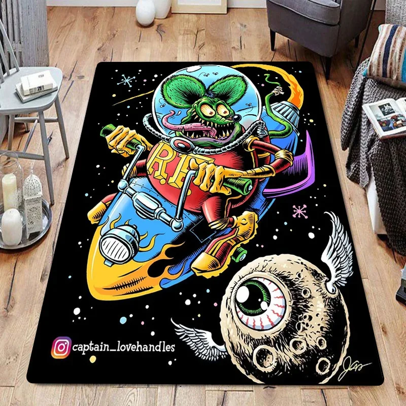 Фото Забавные коврики для комнаты, ковры для ног, R-Rat Fink, входной коврик, кавайный ковер, напольные коврики, коврик для ванной, кухонный ковер для прихожей, домашний декор №5
