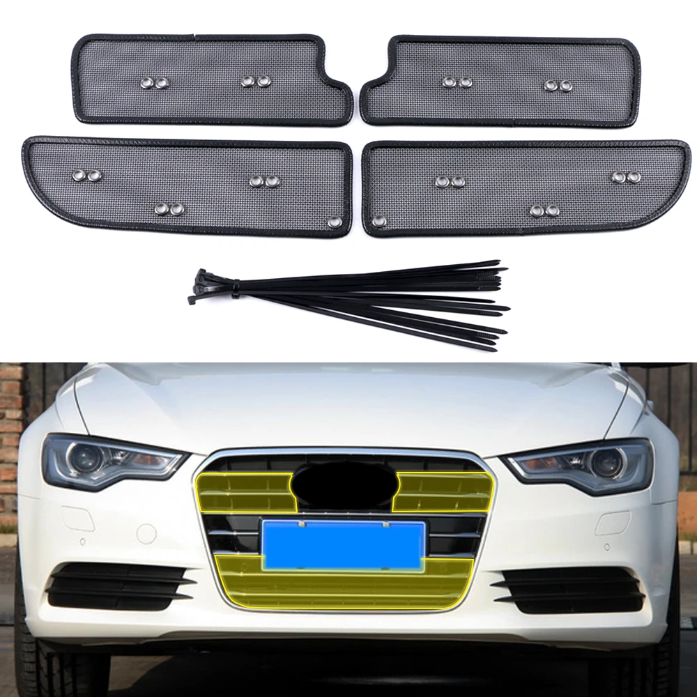 

For Audi A6 C7 C8 2011-2021 Car Accessories Stainless Steel Front Grille Insert Net Anti Pest Dust Garbage Proof Inner Cover Net