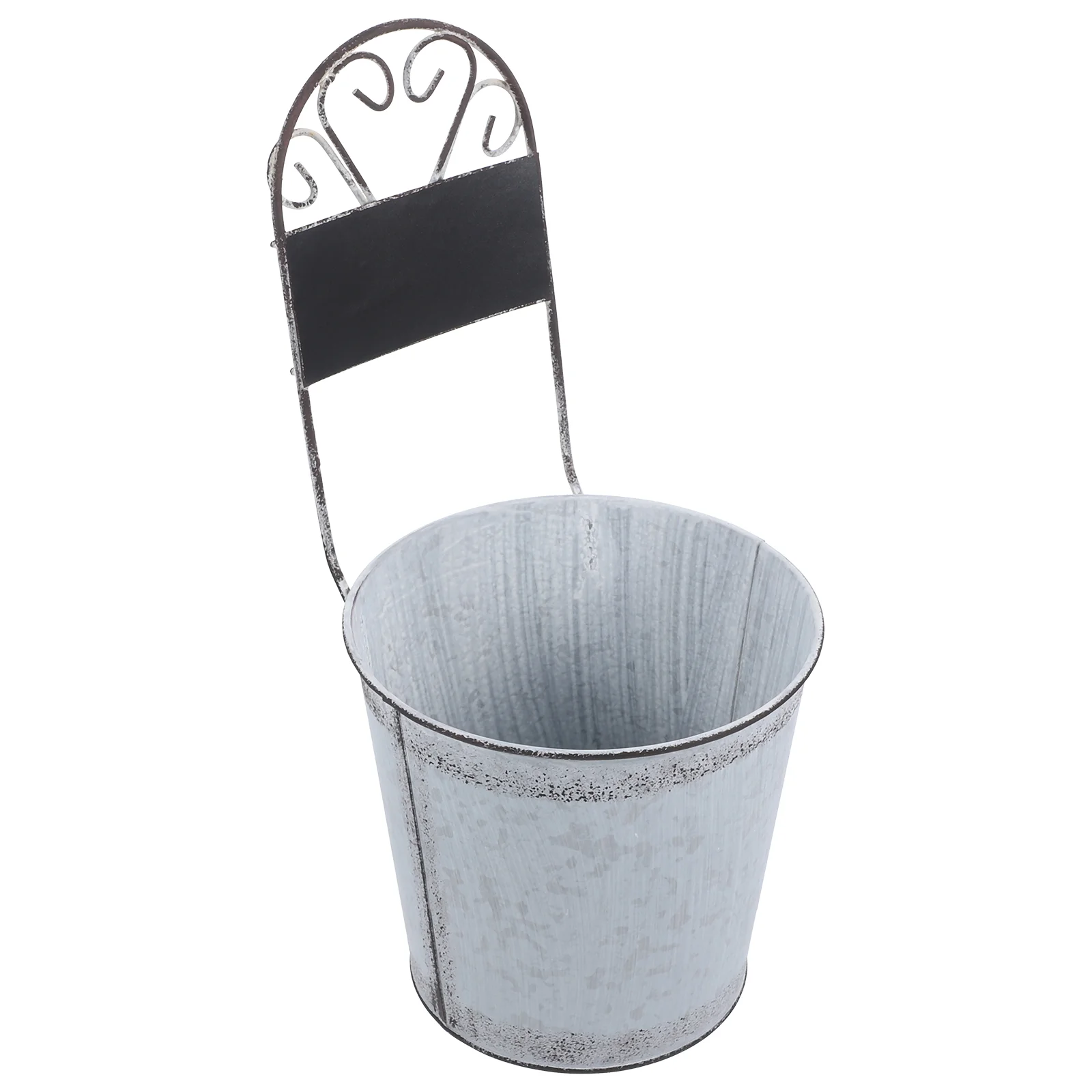 

Iron Flowerpot Garden Small Blackboard Vintage Iron Flower Bucket with Blackboard