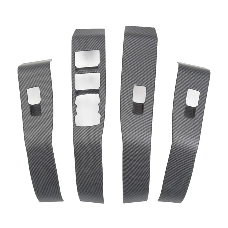 

For Ford Mustang Mach-E 2021 Car Door Window Lift Switch Button Frame Cover Trim Interior Accessories,Matte Carbon Fiber