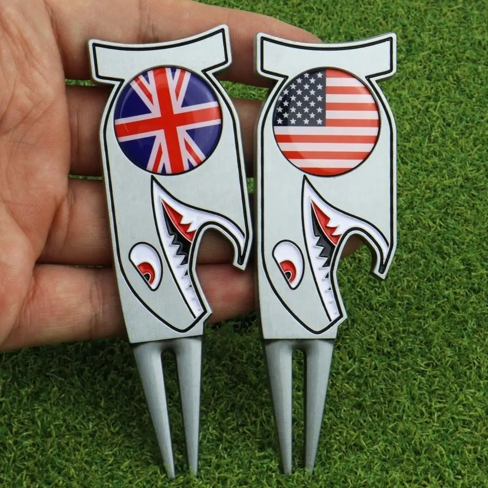Очиститель канавок Shark Golf Зеленая вилка из цинкового сплава Магнитный маркер для