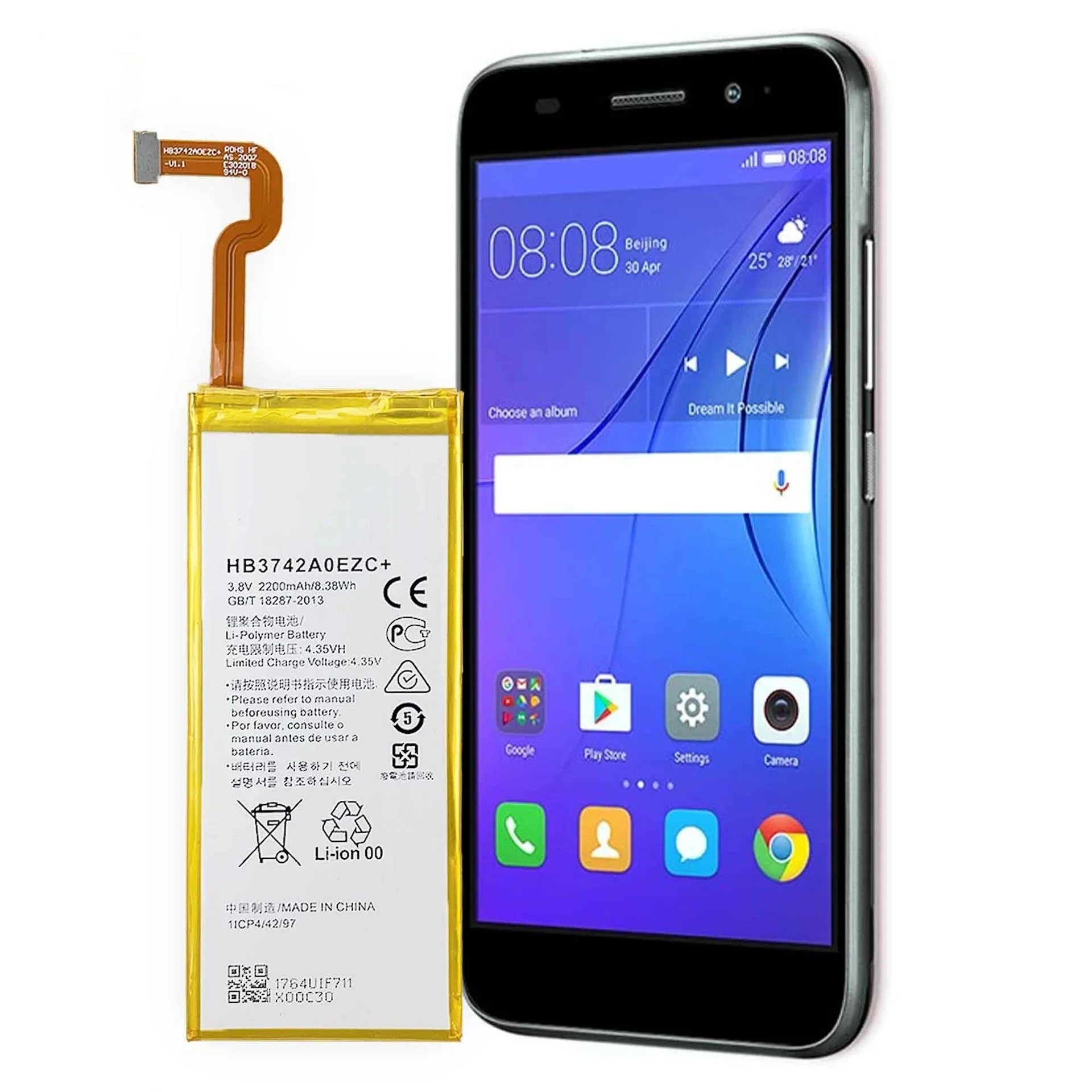 100% оригинальный аккумулятор HB3742A0EZC + для Huawei P8 Lite Ascend P8Lite TAG-L21 L22 L23 L01 L03 L13 ALE-L21 UL00 2200