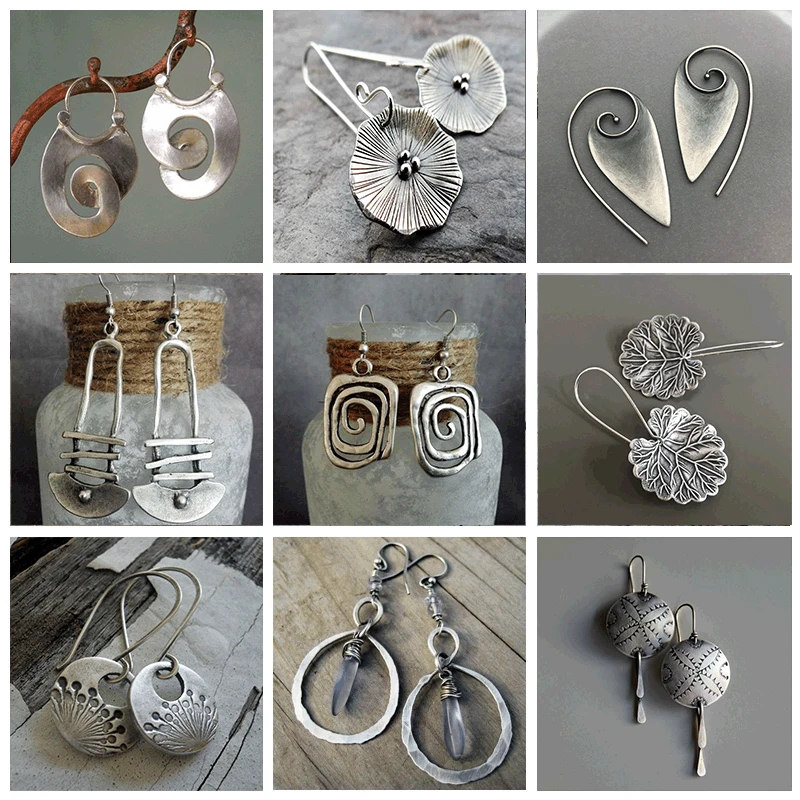 

2023 New Exaggerated Personality Spiral Hollow Square Women's Earrings Creative Retro Triangle Metal Vortex Earrings Jewelry