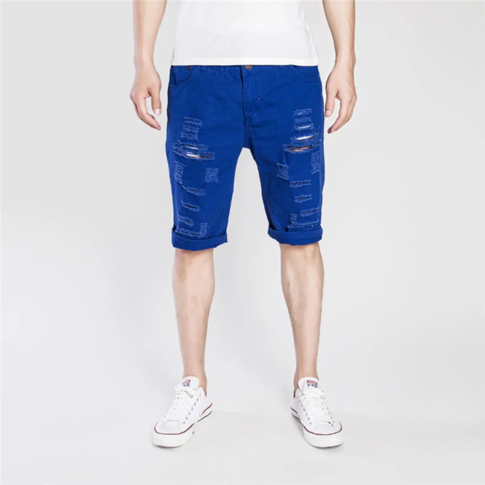 100% Cotton Summer Jeans Shorts for Men's Pants Clothing Pantalones Cortos Ropa Hombre Puncture Calça Casual Roupas Maculinas