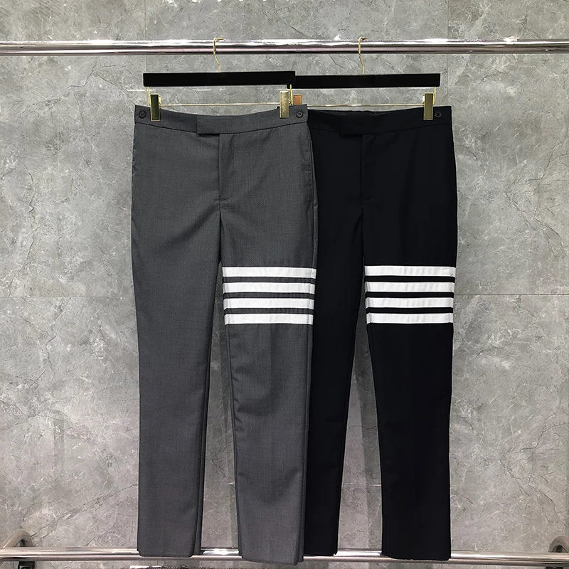 

TB THOM Men's Pant 2023 SpringFashion Brand Trousers For Men White 4-Bar Stripes Suit Pants Formal Casual Business Pants