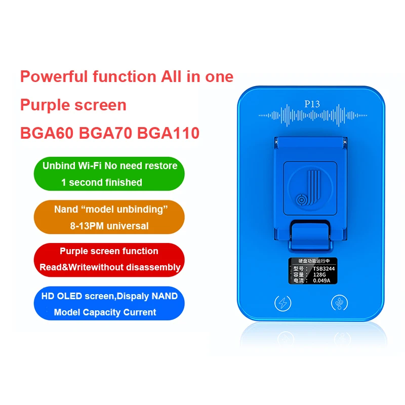 

Программатор JC P13 BGA110 для iPhone 7 8 8P X XS 11 12 13Pro Max iPad NAND Flash для BGA110 NAND SYSCFG, модификация данных и