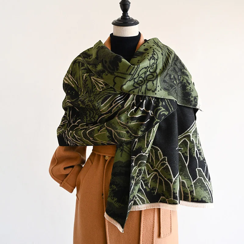 2024 дизайнерская зимняя теплая кашемировая шаль модный шарф женский из пашмины