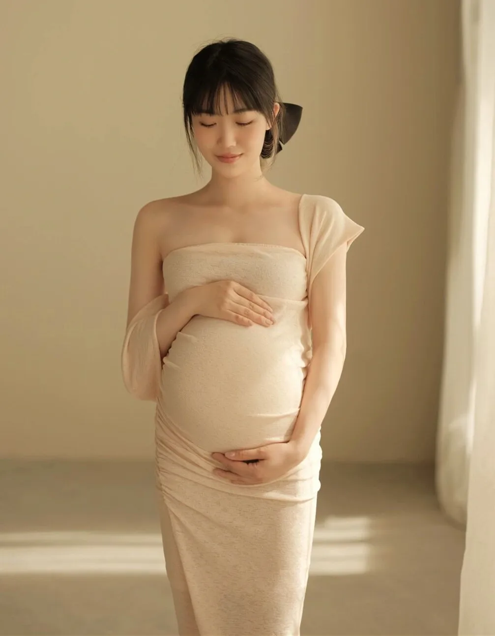 Dvotinst Women Photography Props Maternity Off-shoulder Elegant Pregant Dress Pregnancy Dresses Studio Photoshoot Photo Clothes enlarge