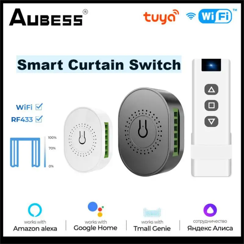 

Aubess Tuya Wifi/RF433 Smart Curtain Switch For Window Blind Roller On Off Module Automatic Control System Via Alexa Google Home