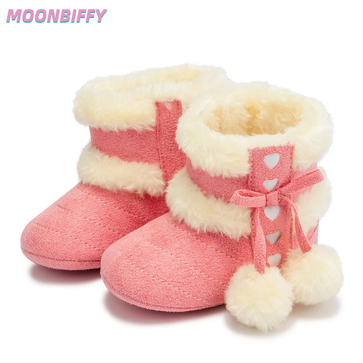 

Toddler Shoes Winter Snow Baby Boots Warm Fluff Balls Indoor Cottton Soft Rubber Sole Infant Newborn Toddler Baby Shoes Walkers
