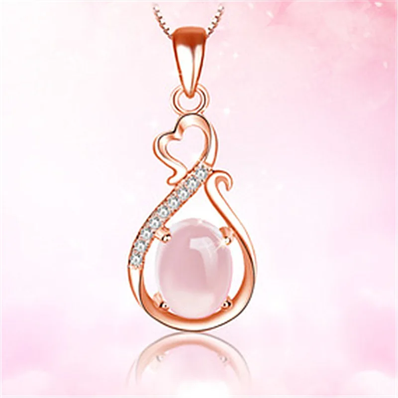 Ожерелье с подвеской в виде сердца из розового нефрита позолоченный амулет