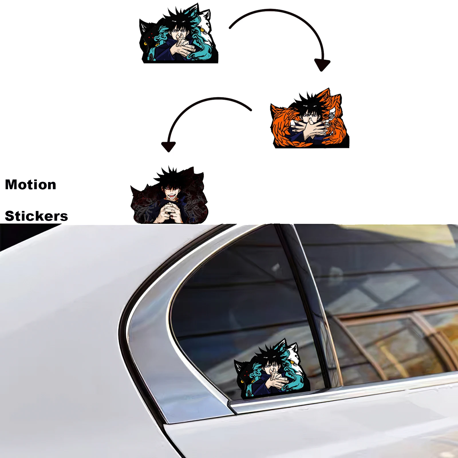 

Anime Jujutsu Kaisen Fushiguro Megumi Motion Sticker Waterproof Decals for Cars,Laptop, Refrigerator, Etc