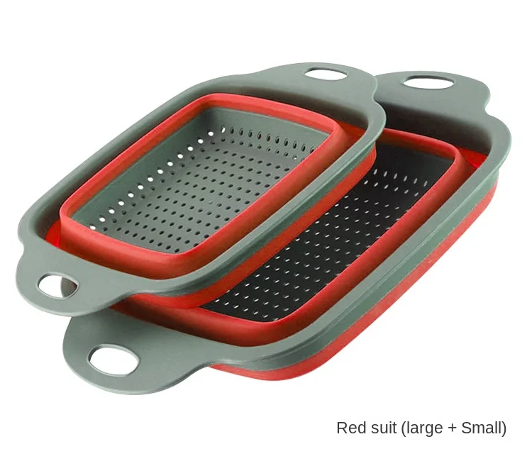 

Kitchen Storage Tool Silicone Folding Drain Basket Fruit Vegetable Washing Basket Foldable Strainer Colander Collapsible Drainer