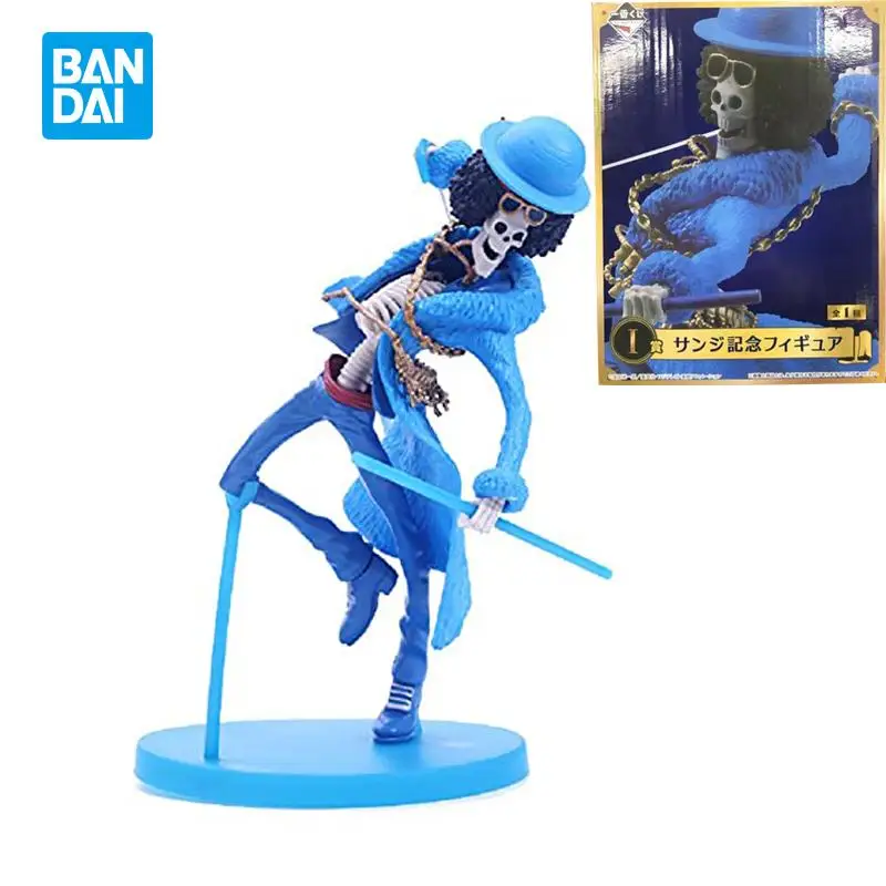 

20Cm One Piece Anime Anime Pirate Figure Burukku Ichiban Rewards 20Th Anniversary Blue Clothes Series Brook Doll Ornament Toys