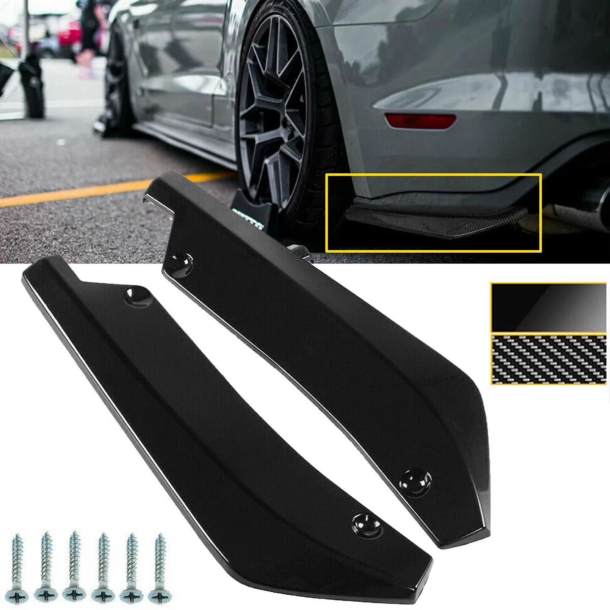

2PCS Rear Bumper Splitter Universal For Dodge Charger SXT SRT Challenger 2000-2022 Side Spoiler Diffuser Canards Car Accessories