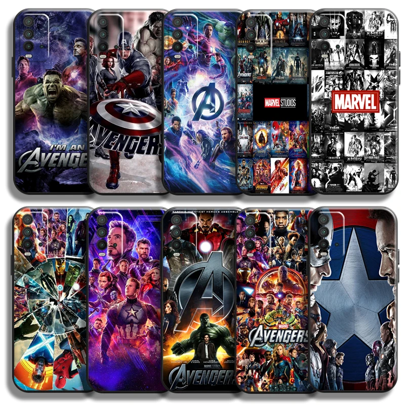 

Marvel Avengers For Xiaomi Redmi Note 10 10S 10T 9 9S 9T 5G Phone Case Redmi 10 9 9T 9A 9C Carcasa Silicone Cover Soft Back