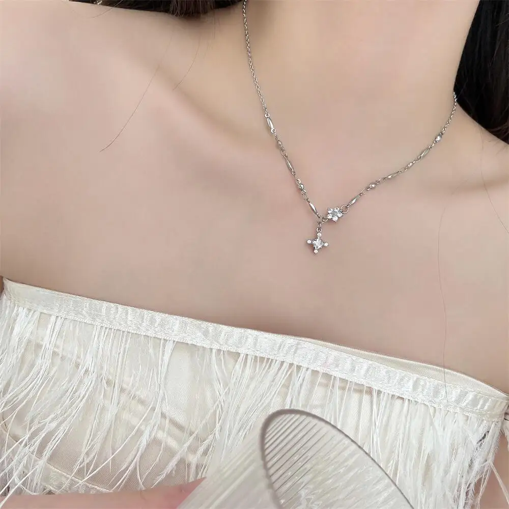 Модное шикарное ожерелье серебряного цвета с крестом в виде снежинки для женщин