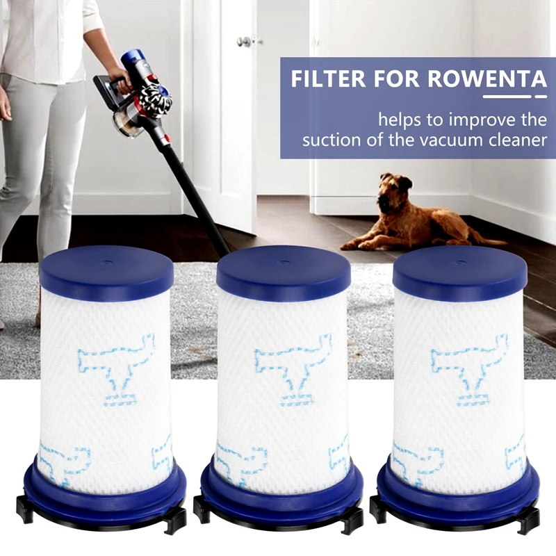 3 Pack Replacement Filter Accessories For Rowenta Air Force 360 X-Pert Vacuum Cleaner