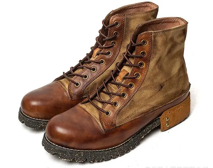 

High Top handmade Retro Brown Martin boots outdoor motorcycle boots winter breathable men boots Safety shoes