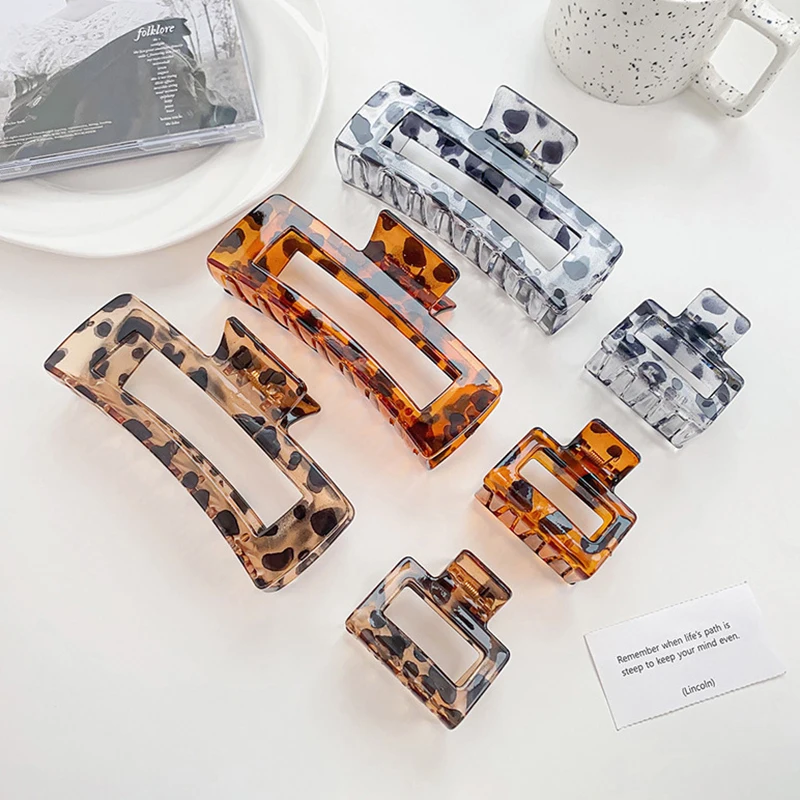 

Женские заколки для волос в Корейском стиле, Элегантные Заколки для волос с леопардовым принтом, большой головной убор с геометрическим рисунком для девочек, аксессуары для волос