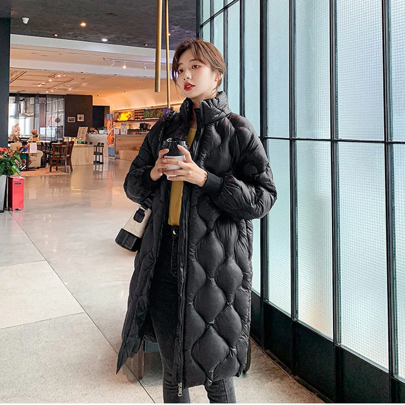 Winter Coat for Women Parka Women's Long Standing Collar 2022 Winter New Korean Bright Face Over Knee Jacket Winter Parka