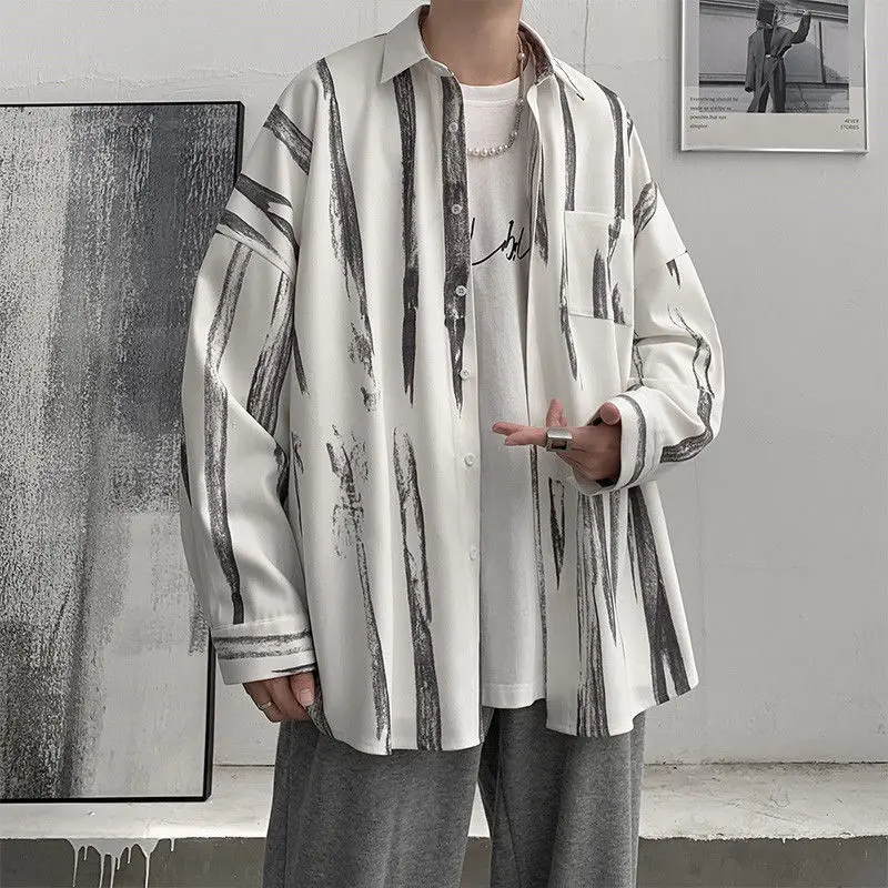 

Рубашка B394 мужская с длинным рукавом, классическая сорочка свободного кроя, деловой Повседневный стиль, с принтом в полоску, 2022