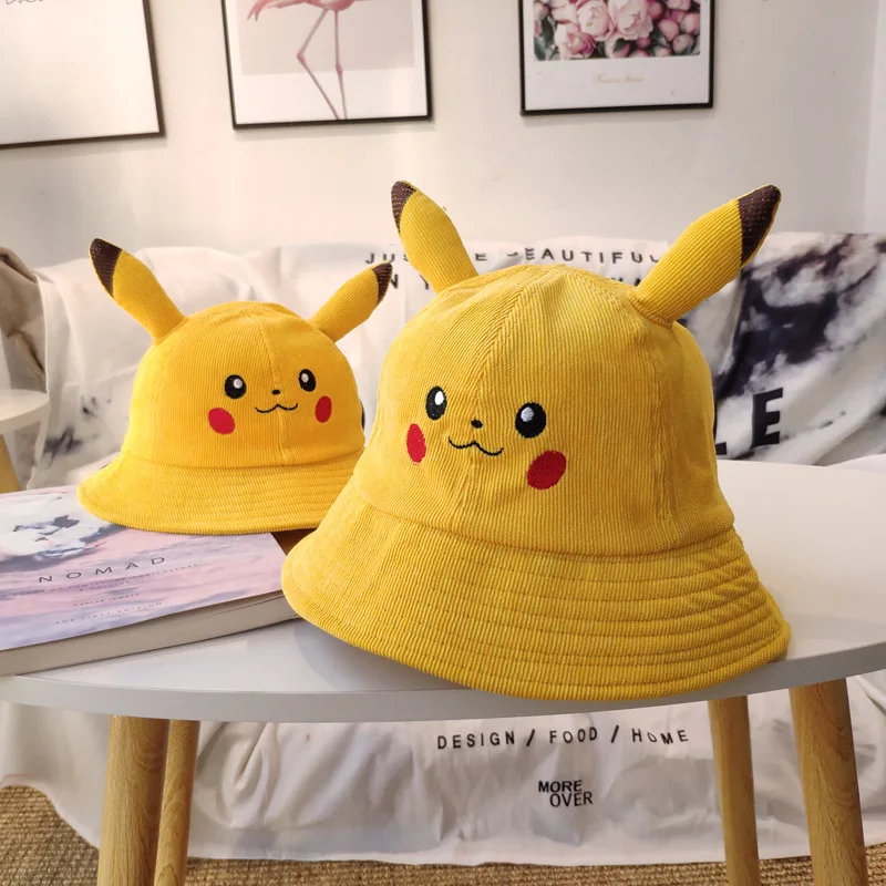 Pokemon Pikachu Bucket Hat Sun Hat Anime Wide Brim Cute Bucket Fisherman Beach Outdoor Hat Cap for Adult Kids