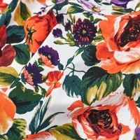 flowers bloom on white cotton fabric for dress sofa table tissus au m%c3%a8tre telas para vestidos %d1%82%d0%ba%d0%b0%d0%bd%d1%8c juta em metro fabrics tecido