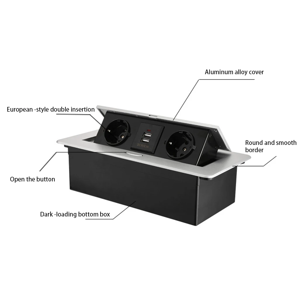 

Розетка сетевая двухсторонняя с USB-портом и евровилкой