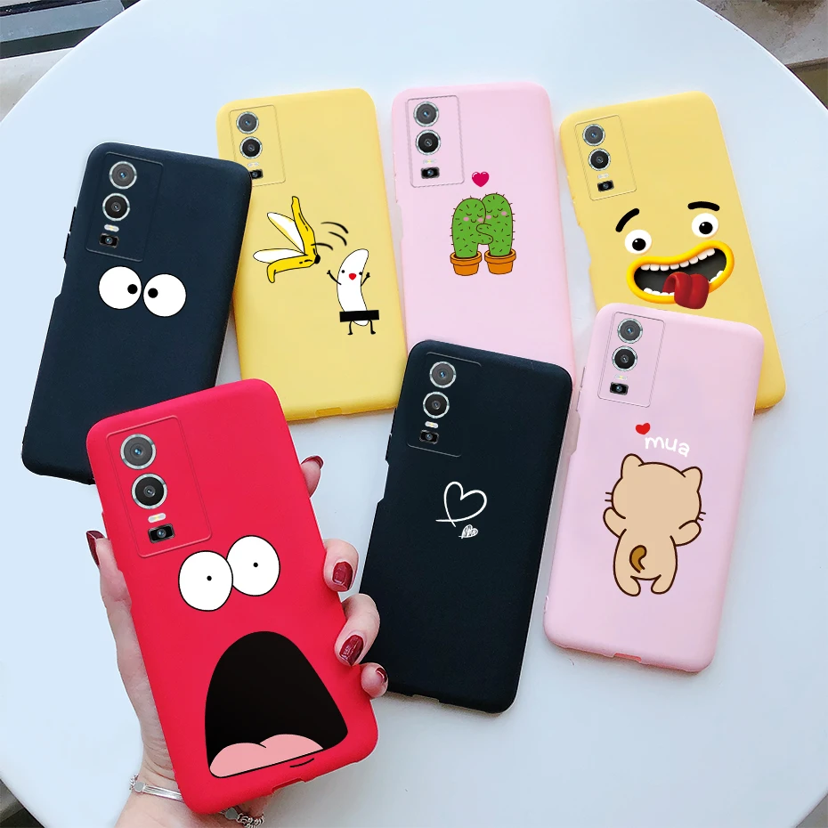 Чехол для Vivo Y76 5G 2021 V2124, милый мультяшный защитный чехол для камеры Vivo Y 76 VIVOY76, чехол из жидкого силикона ТПУ
