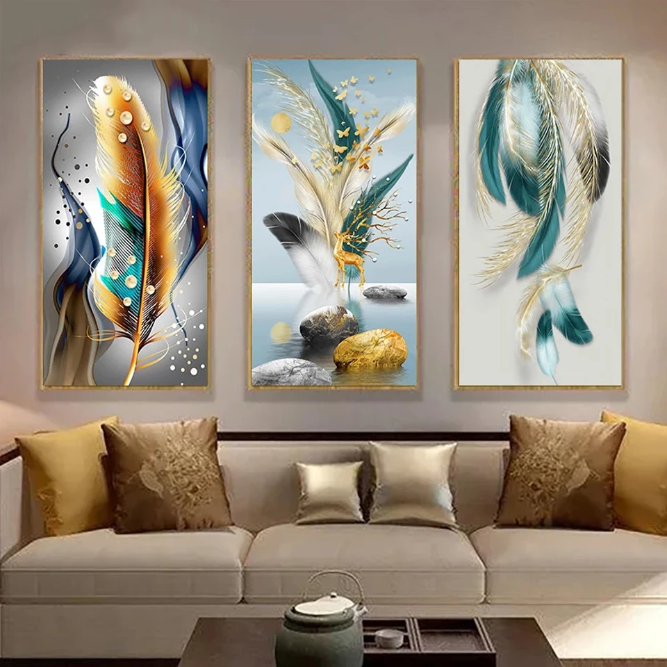 

5D абстрактная алмазная живопись «сделай сам», перо, золотой лист, роза, пазл, алмазная вышивка, мозаика, картина стразы, наклейки на стену