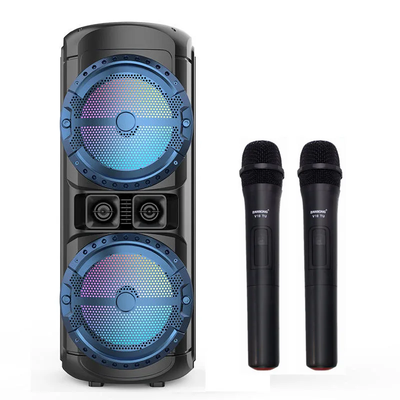 

2023New Double 8 inch best portable big bluetooth party karaoke trolley speaker with lights portable bluetooth speaker