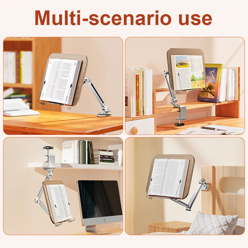 Подставка для книг чтения Складной держатель 360° ° кулинарной книги с