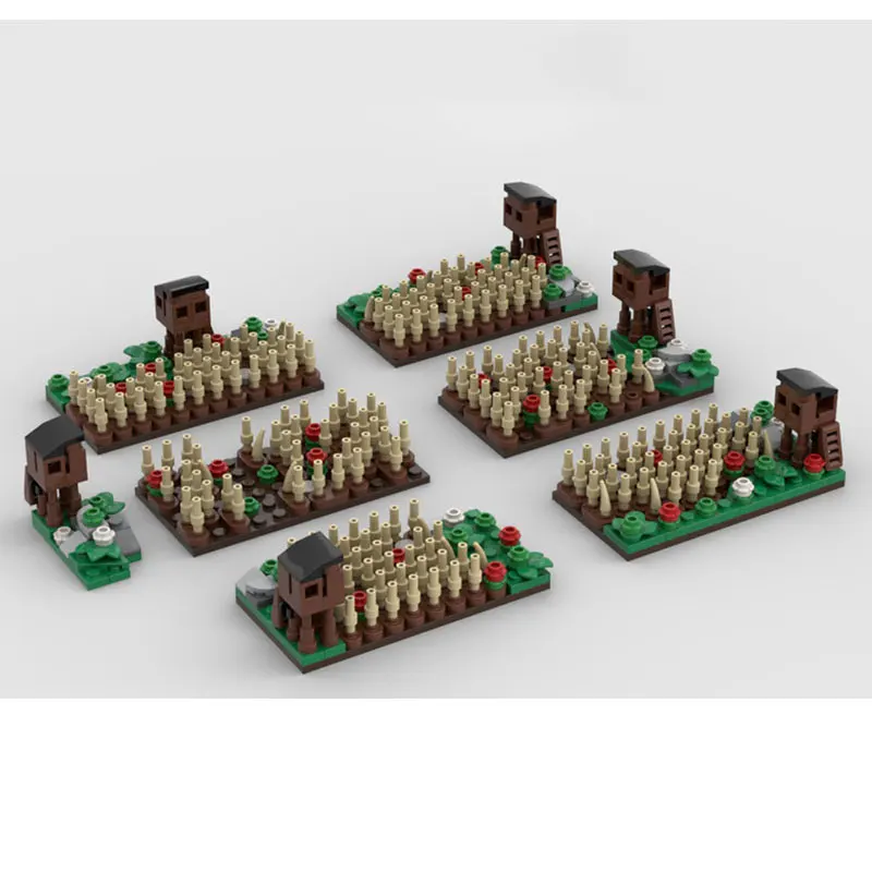 Фото Конструктор MOC из мелких деталей: Средневековая ферма, Пшеничное поле, Модель сцены расширения замка, Игрушка-подарок (636 деталей) №5