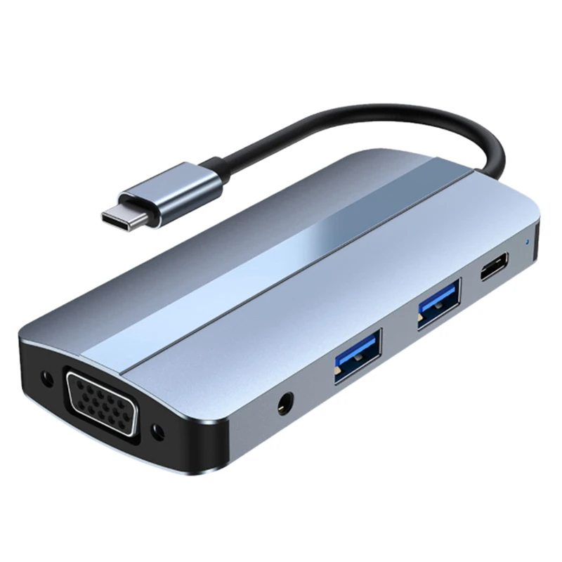 

8-в-1 Type-C к HDMI + Vga + Pd + Sd + Tf + Auido + USB3.2 + 2,0 Расширительная док-станция для Apple ноутбука