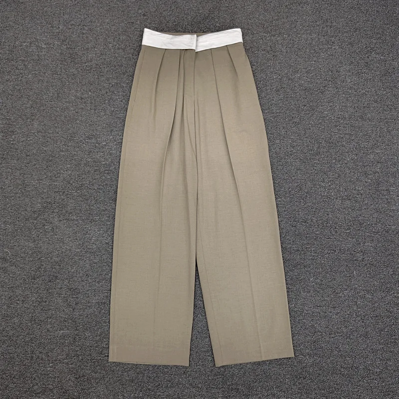 Женский шерстяной Блейзер и брюки драпированные прямые с высокой талией