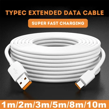 1m/5m/10m Ultra Long Type C Charging Cable Extra Extender Charger Wire Cord for Xiaomi Samsung Huawei Mobile Phone Data Cord 1